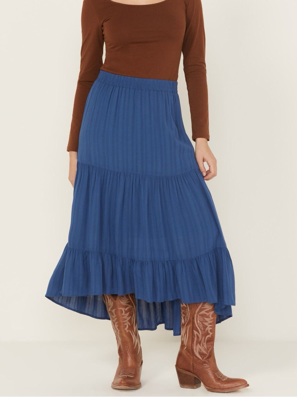 NWOT IDYLLWIND WOMEN'S PRESTON Blue HIGH-LOW MIDI SKIRT